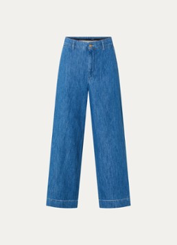 MaxMara Dames Astice high waist wide leg jeans in linnenblend in de kleur Indigo