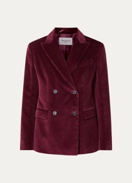 Max Mara Dames Double-breasted blazer van corduroy in de kleur Bordeauxrood