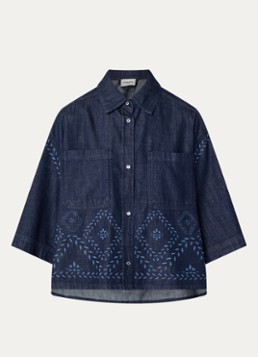 MaxMara Dames Alare blouse van denim met print in de kleur Indigo