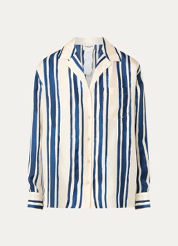 MaxMara Dames Corona blouse van zijde met streepprint in de kleur Blauw