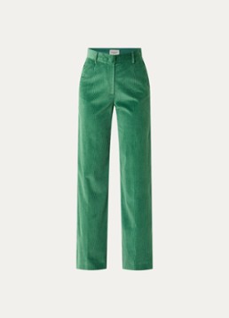 Max Mara Dames Tania high waist wide fit broek van corduroy met steekzakken in de kleur Groen