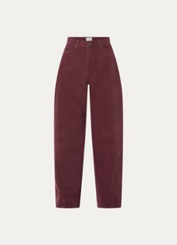 Max Mara Dames Dordine high waist wide fit broek met steekzakken in de kleur Bordeauxrood