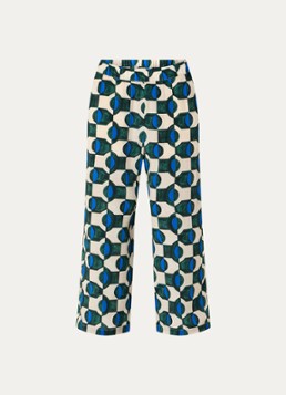 MaxMara Dames Eusebio high waist wide fit broek van zijde met print in de kleur Donkergroen