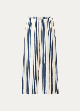 MaxMara Dames Tortona high waist wide fit pantalon van zijde met streepprint in de kleur Blauw