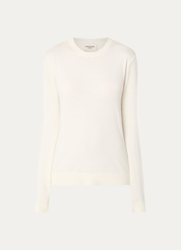 Max Mara Dames Sicilia fijngebreide pullover in zijdeblend met ronde hals in de kleur Ivoor