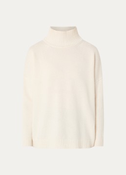 Max Mara Dames Fijngebreide trui van scheerwol met col in de kleur Ivoor