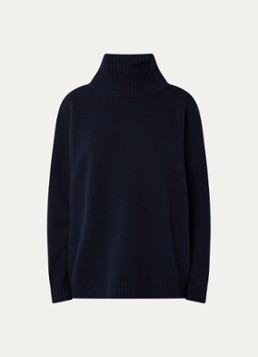 Max Mara Dames Grofgebreide trui van wol met col in de kleur Donkerblauw