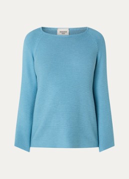 Max Mara Dames Fijngebreide trui met boothals in de kleur Blauwgrijs