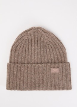 Max Mara Dames Ritmo ribgebreide muts van wol in de kleur Donkerbeige