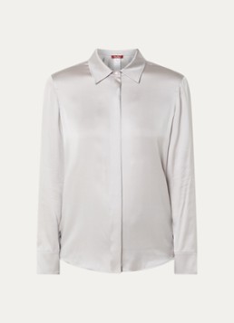Max Mara Dames Blouse van satijn in de kleur Middengrijs