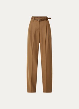 Max Mara Dames Cocco high waist wide fit pantalon van wol in de kleur Lichtbruin