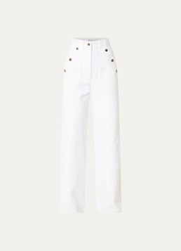 MaxMara Dames High waist wide fit jeans met gekleurde wassing in de kleur Wit