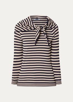 MaxMara Dames Trui met sjaalkraag en streepprint in de kleur Donkerblauw