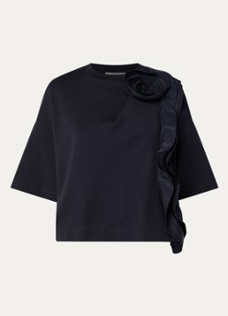 MaxMara Dames T-shirt met volant in de kleur Donkerblauw