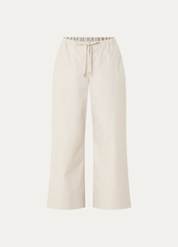 MaxMara Dames Aureo high waist wide fit broek met strikceintuur in de kleur Beige