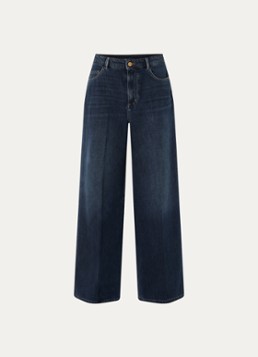 MaxMara Dames Mid waist wide fit jeans met donkere wassing in de kleur Indigo