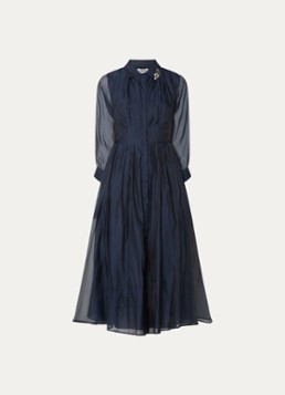 MaxMara Dames Midi jurk van mesh in de kleur Donkerblauw