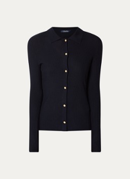 MaxMara Dames Fijngebreid vest in wolblend in de kleur Donkerblauw