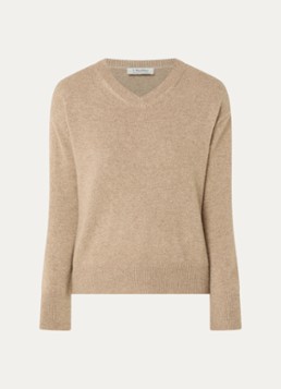 Max Mara Dames Fijngebreide trui van kasjmier in de kleur Donkerbeige