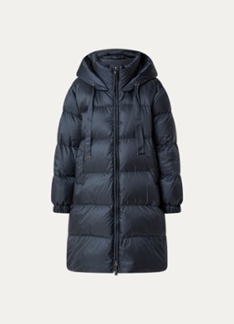 Max Mara Dames Marte longline pufferjas met donsvulling en afneembare capuchon in de kleur Donkerblauw