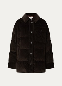 Max Mara Dames Giorno gewatteerd jack van corduroy met steekzakken in de kleur Donkerbruin