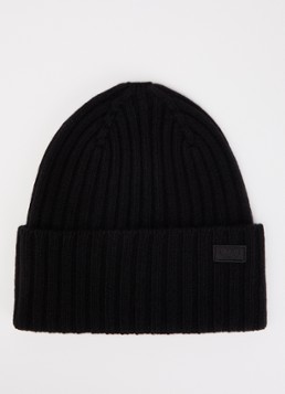 Max Mara Dames Ritmo ribgebreide muts van wol in de kleur Zwart