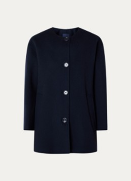 MaxMara Dames Alicia mantel van scheerwol met steekzakken en sjaalkraag in de kleur Donkerblauw
