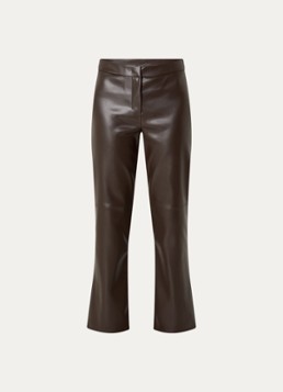 MaxMara Dames Sublime high waist bootcut fit broek van imitatieleer in de kleur Donkerbruin