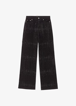 Maje Dames Mid waist wide leg jeans met strass in de kleur Jeans