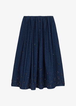 Maje Dames Midi plooirok met kralendecoratie in de kleur Donkerblauw