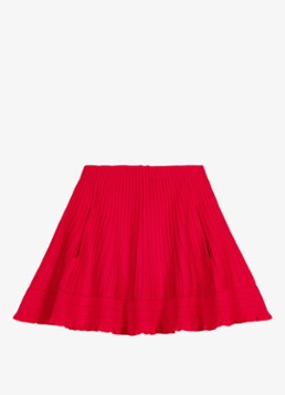 Maje Dames Jutell rok met plooien en steekzakken in de kleur Steenrood
