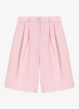 Maje Dames Geplooide linnen blend Bermudashort in de kleur Roze