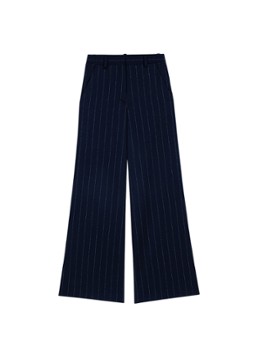 Maje Dames High waist wide fit pantalon in wolblend met krijtstreep in de kleur Donkerblauw