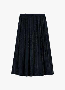 Maje Dames midi-rok met strassdetails en afneembare strikceintuur in de kleur Donkerblauw