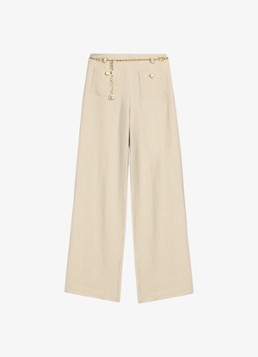 Maje Dames Linnen blend kostuum broek in de kleur Beige