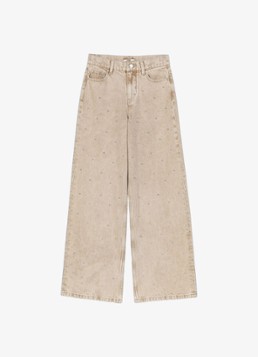 Maje Dames High waist wide fit jeans met strass in de kleur Beige / Beige