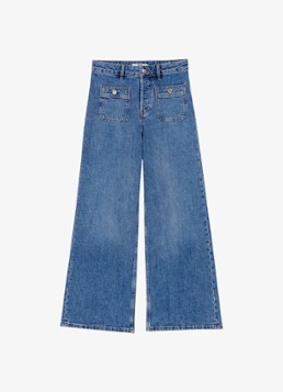 Maje Dames Wide leg jeans met opgestikte zakken in de kleur Donkerblauw