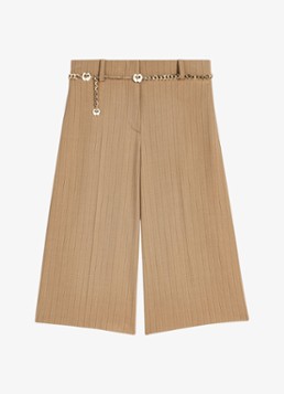 Maje Dames Mid waist wide fit korte broek met streepprint in de kleur Beige / Beige