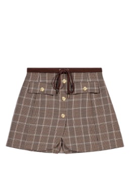 Maje Dames Mini broekrok in wolblend met ruitdessin in de kleur Bruin