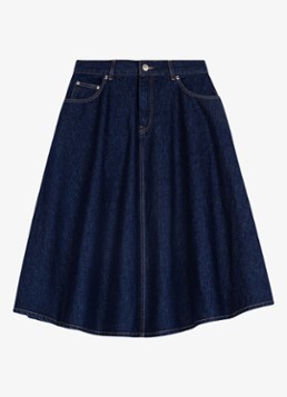 Maje Dames Midi rok van denim in de kleur Donkerblauw