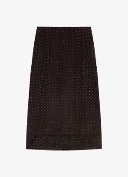 Maje Dames Midi rok met strass in de kleur Donkerbruin