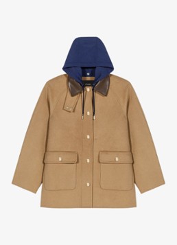 Maje Dames Gandrie wollen jas met afneembare capuchon in de kleur Beige