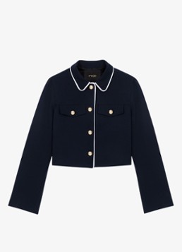 Maje Dames Cropped jack met borstzakken in de kleur Blauw