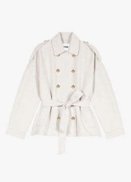 Maje Dames Double-breasted trenchcoat met strikceintuur in de kleur Beige