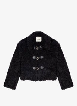 Maje Dames Cropped jack van teddy in de kleur Zwart