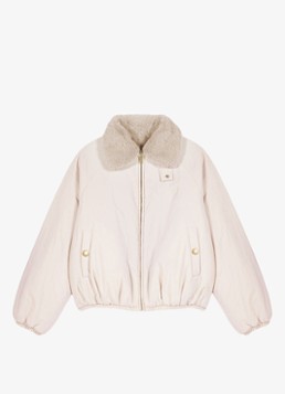 Maje Dames Reversible jack van imitatiebont met steekzakken in de kleur Beige
