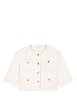 Maje Dames Vest van bouclé met opgestikte zakken in de kleur Beige