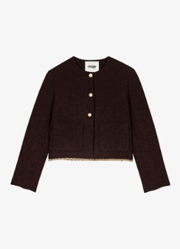 Maje Dames Jack met tweed-look en kettingdetail in de kleur Donkerbruin