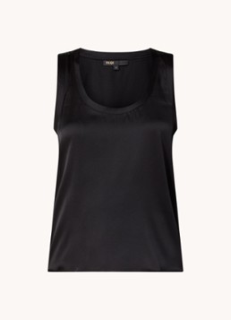 Maje Dames Tanktop in zijdeblend met glanzende finish in de kleur Zwart