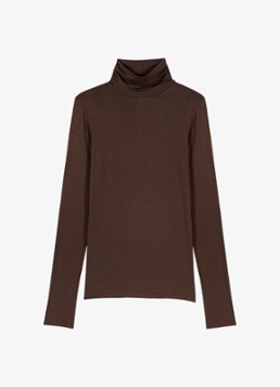 Maje Dames Longsleeve met col in de kleur Donkerbruin